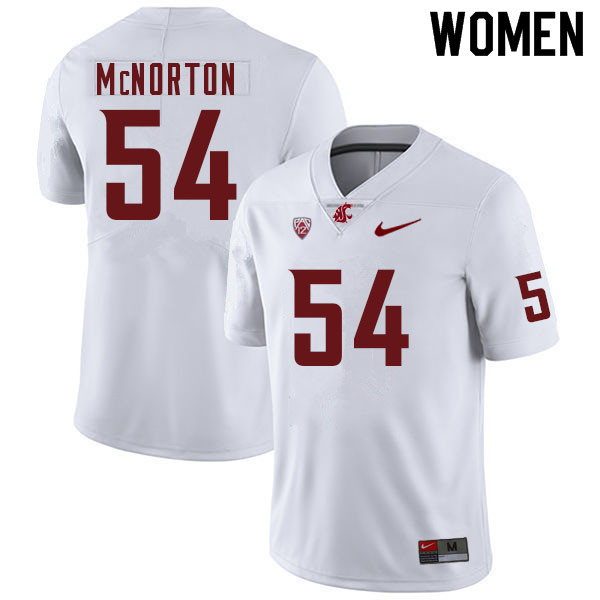 Women #54 James McNorton Washington Cougars College Football Jerseys Sale-White - Click Image to Close